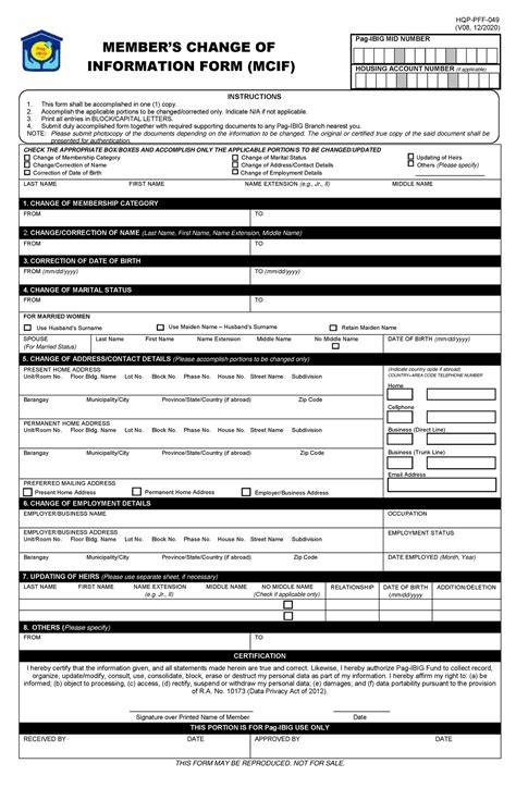 mcif form pag ibig|Change of Information Summary Page .
